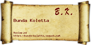 Bunda Koletta névjegykártya